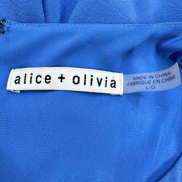 Alice + Olivia Fletcher Silk Blue Low Racerback Tunic Dress Women's Large Soft - Picture 5 of 9